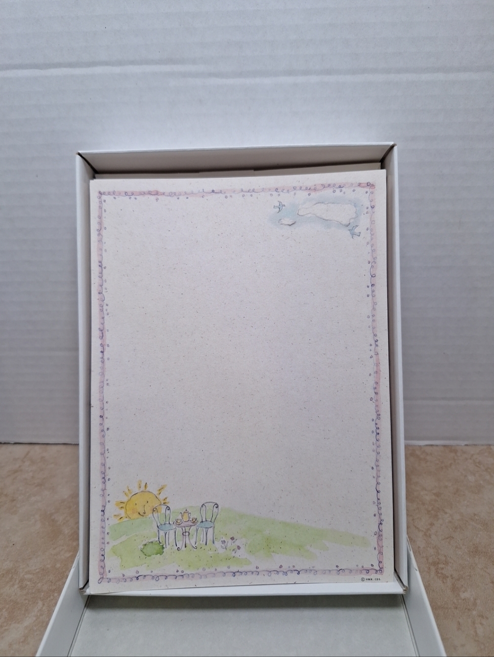 Vintage Hallmark Stationery Paper Envelopes Whimsical Garden Tea Design  Boxed